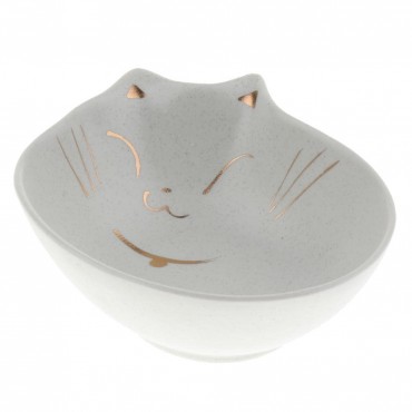 Gold Ceramic Flat Cat Bowl