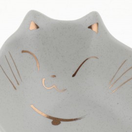 Gold Ceramic Flat Cat Bowl